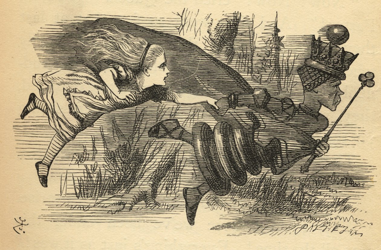 Alice ve Kızıl Kraliçe, Lewis Carroll (1832-98) tarafından 