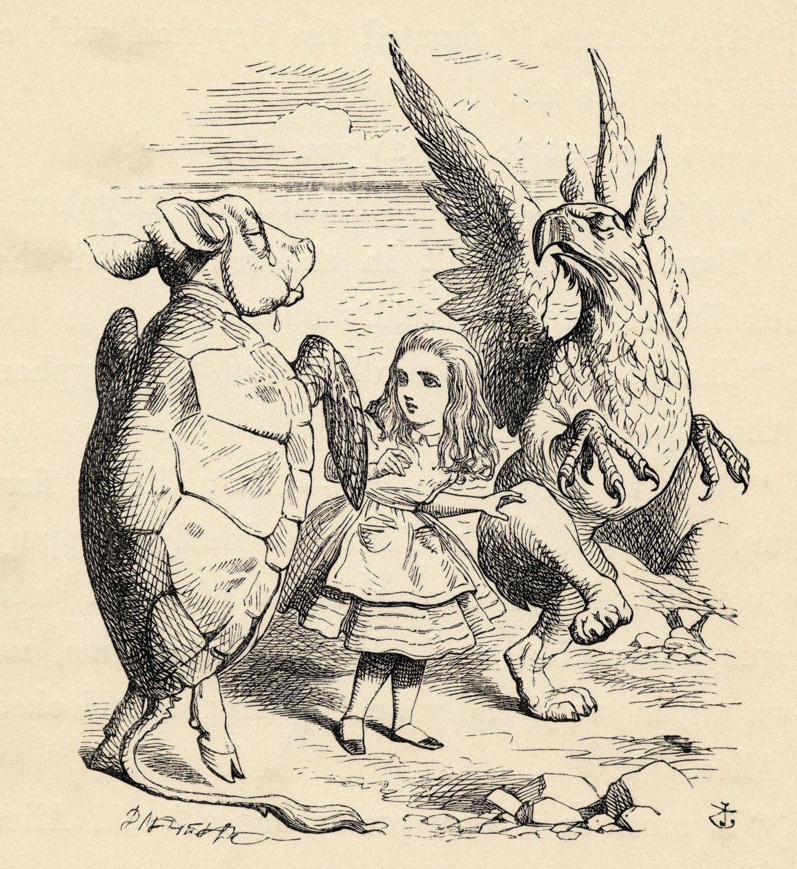 Alice with the Gryphon and the Mock Turtle, from 