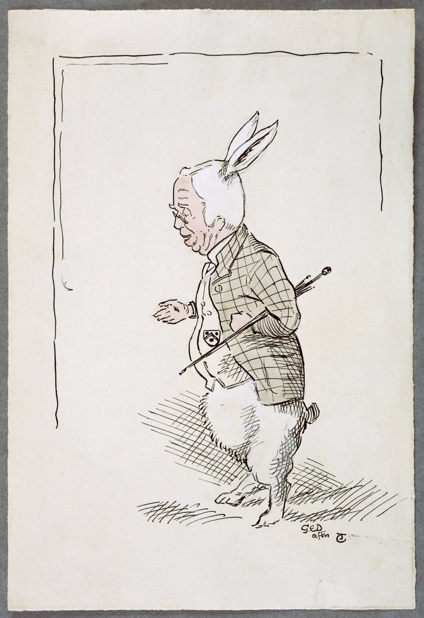 William Archibald Spooner (1844-1930) Beyaz Tavşan olarak (kalem ve mürekkep ve kağıt üzerinde tuvalet) by John Tenniel