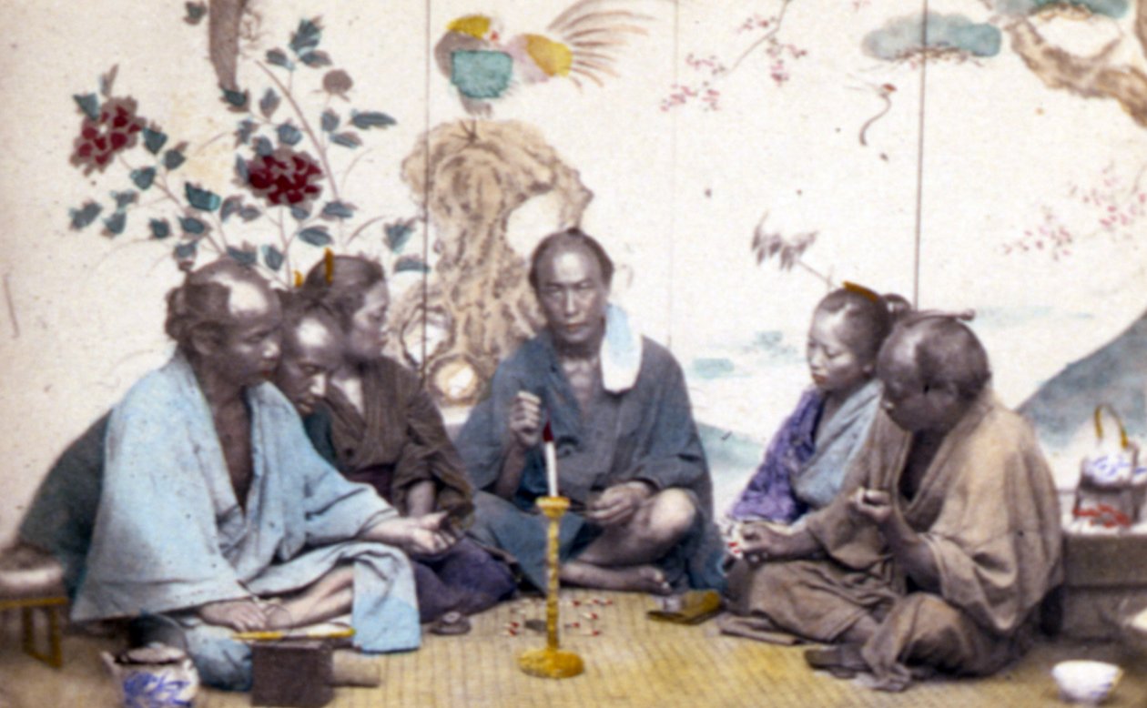 Japon çay töreni, 1890 (el boyaması fotoğraf) by John Thomson