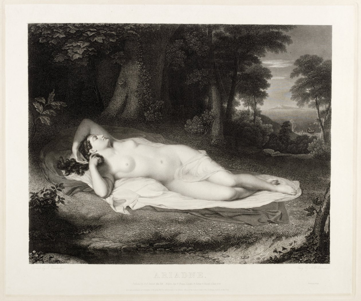 Ariadne, Asher B. Durand tarafından gravür, 1835 by John Vanderlyn