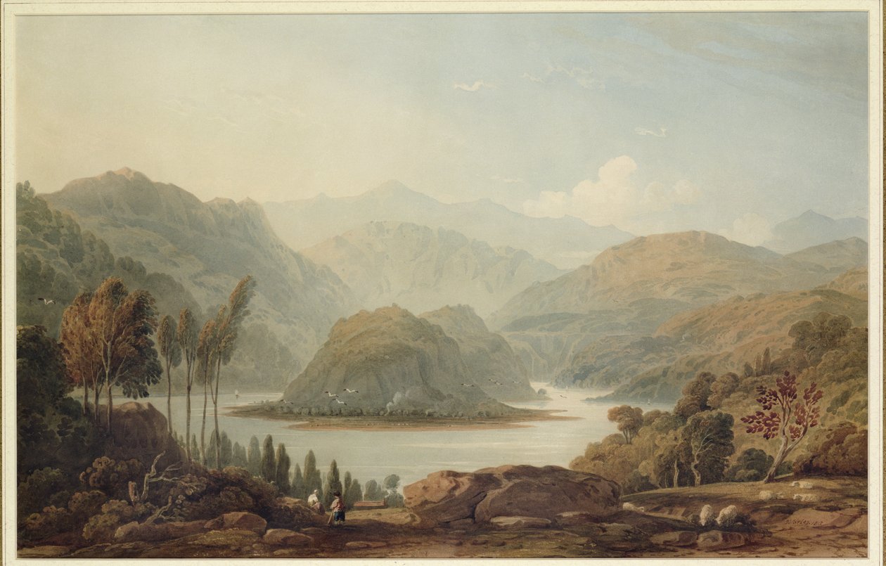 Mondego Nehri manzarası, İspanya, 1813 by John Varley