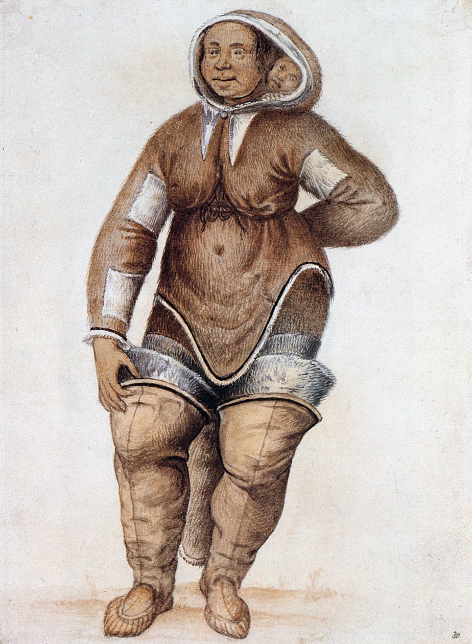 Eskimo (Inuit) Kadın ve Bebek by John White
