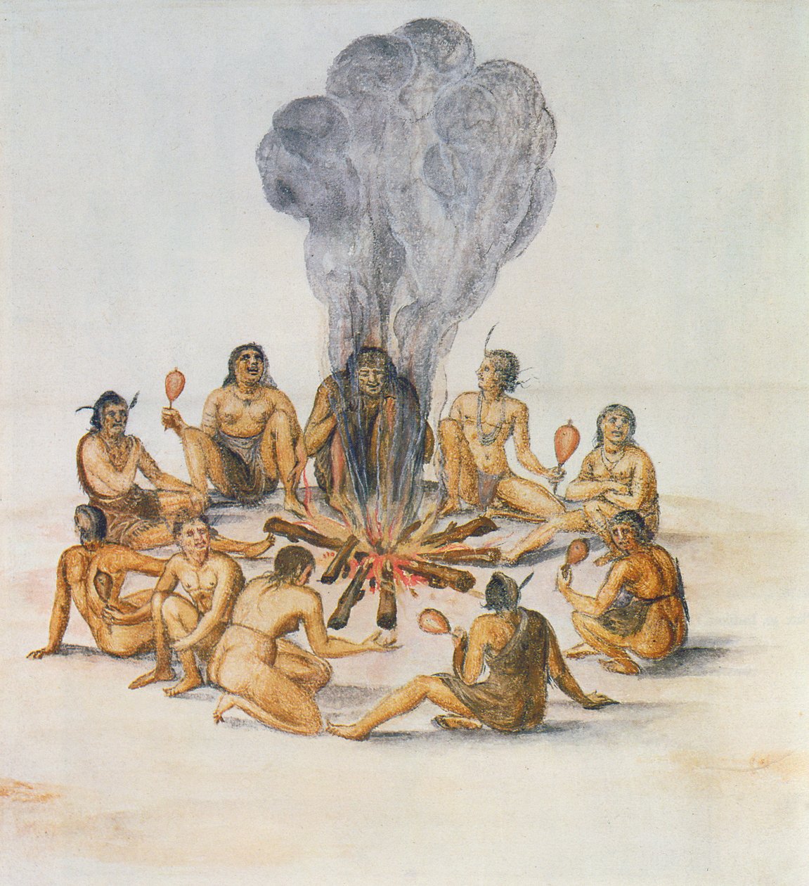 Kızılderililer Ateşin Etrafında by John White