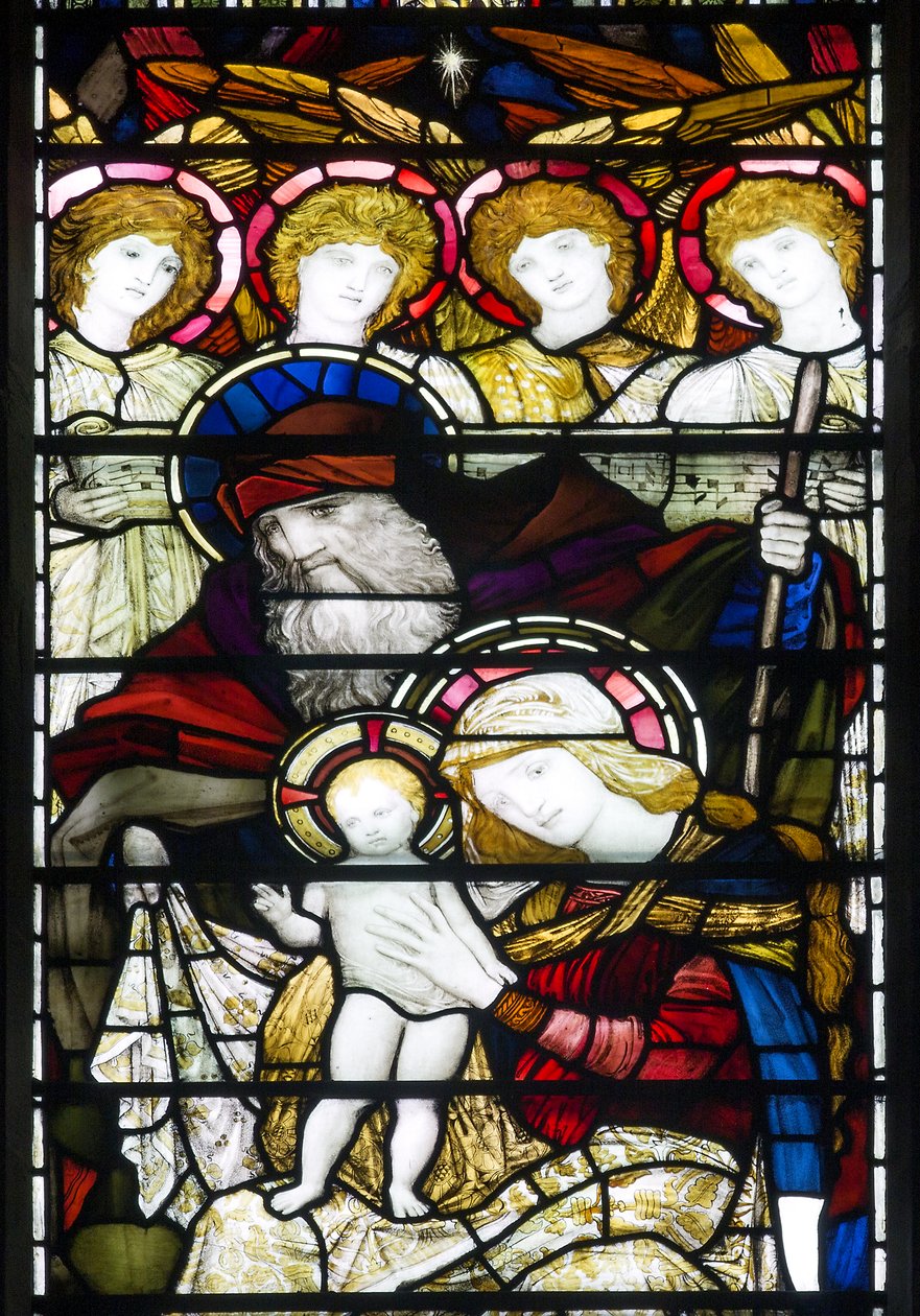 Jesmond, St George, Gateshead Vitray Şirketi, John William Brown (1842-1928), The Nativity, 1888 by John William Brown