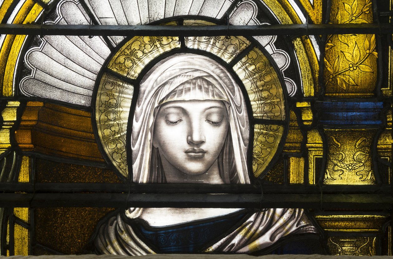 Oxford, Trinity College, James Powell & Sons, John William Brown (1842-1928), St Catherine, 1885 by John William Brown
