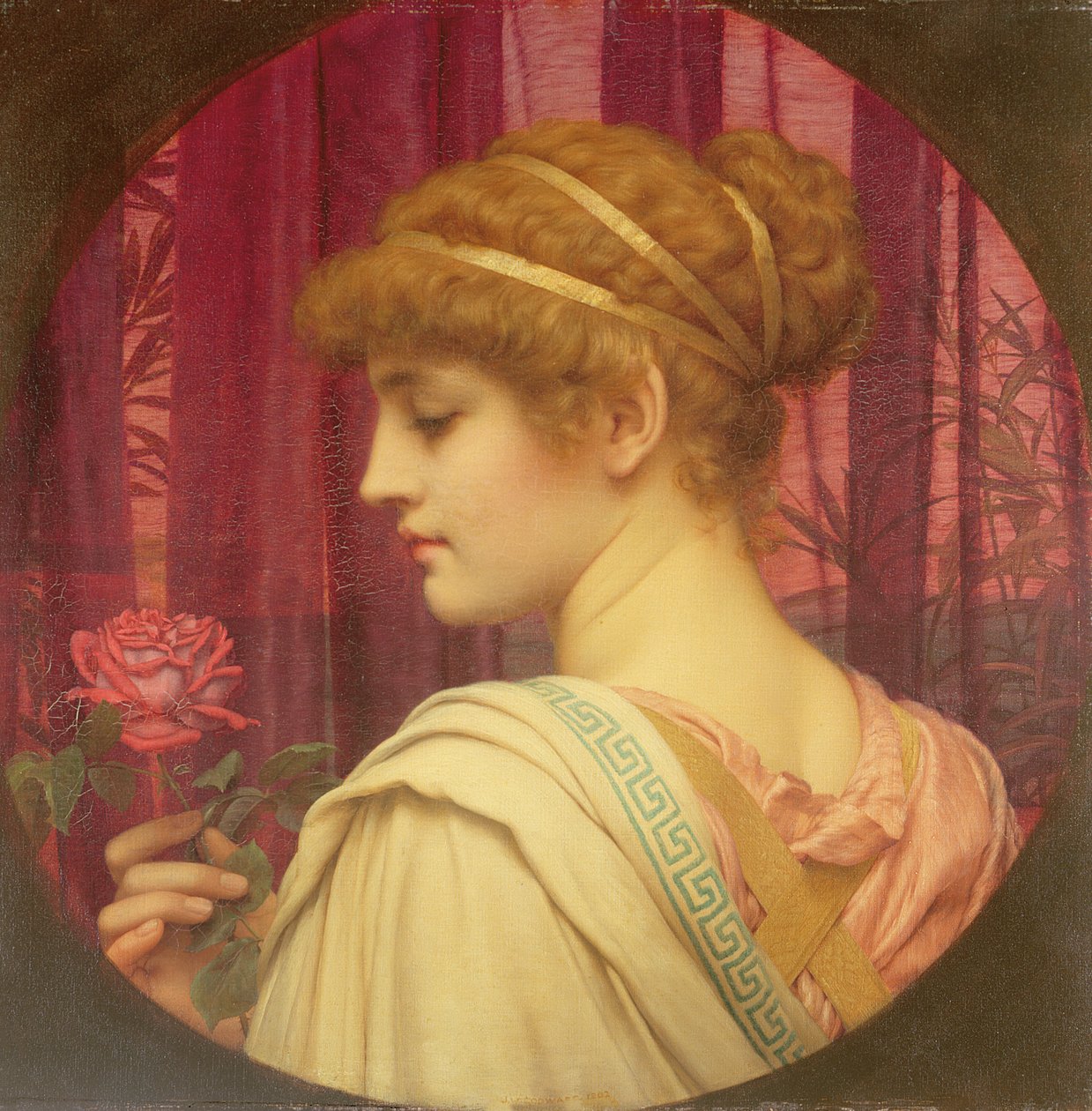 Kırmızı Güllü Kız by John William Godward