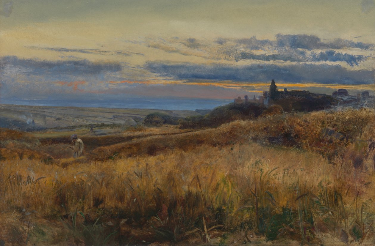 gün batımında mısır tarlası by John William Inchbold