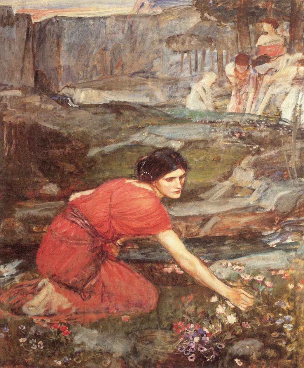 Dere kenarında çiçek toplayan kızlar by John William Waterhouse
