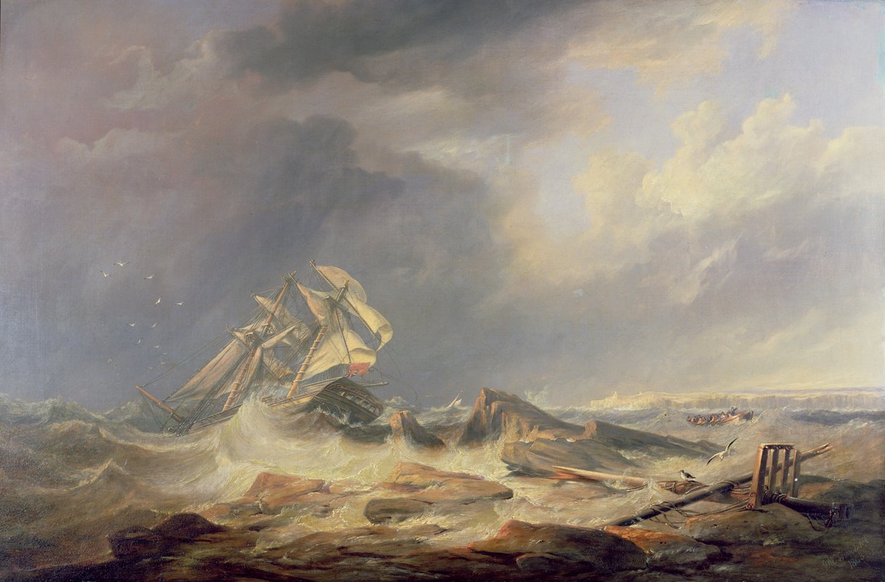 Kayalara Doğru Sürüklenen Bir Gulet by John Wilson Carmichael