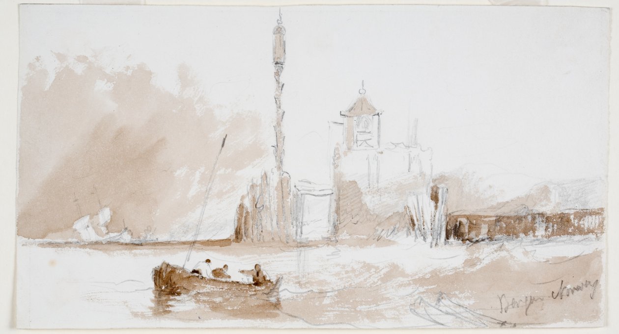 Bergen, Norveç (kağıt üzerine kurşun kalem ve sulu boya) by John Wilson Carmichael