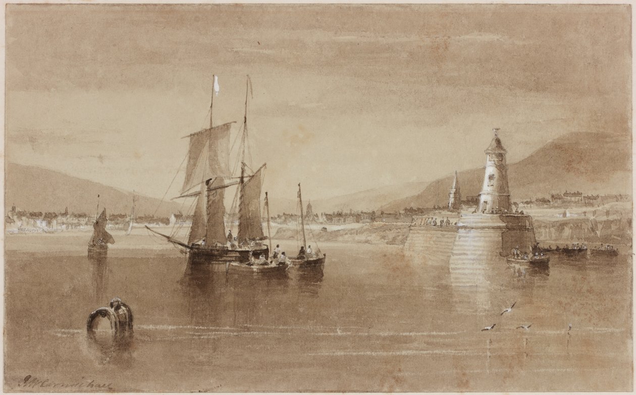 Berwick on Tweed (kağıt üzerinde mürekkep (sepya)) by John Wilson Carmichael