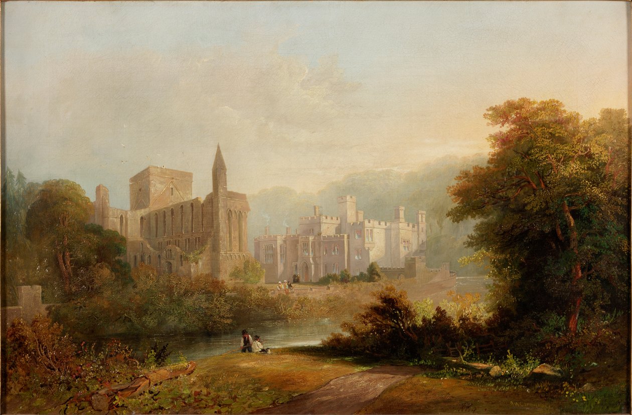Brinkburn Grange ve Brinkburn Manastırı Harabeleri, 1834 by John Wilson Carmichael