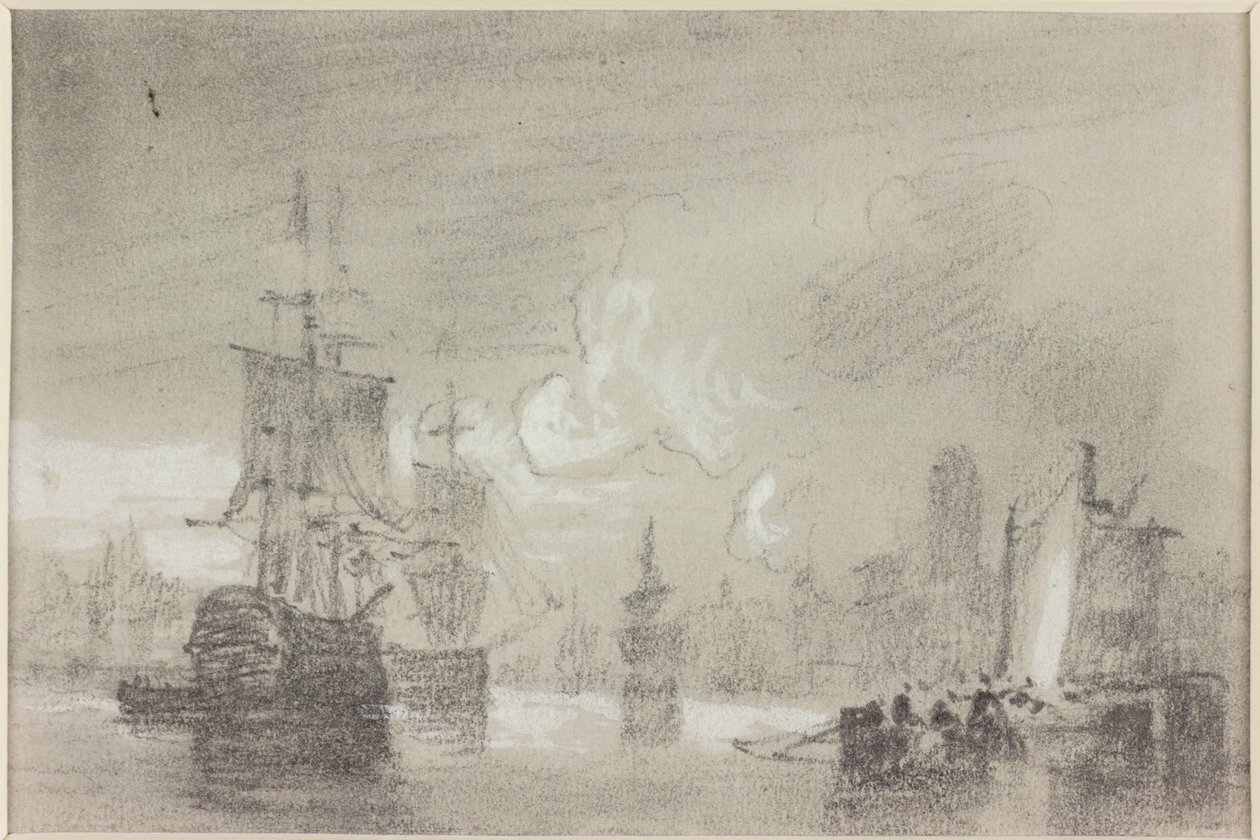 Bir Deniz Manzarası için Kompozisyon Çalışması (gövde rengi ve kağıt üzerine kurşun kalem (gri)) by John Wilson Carmichael
