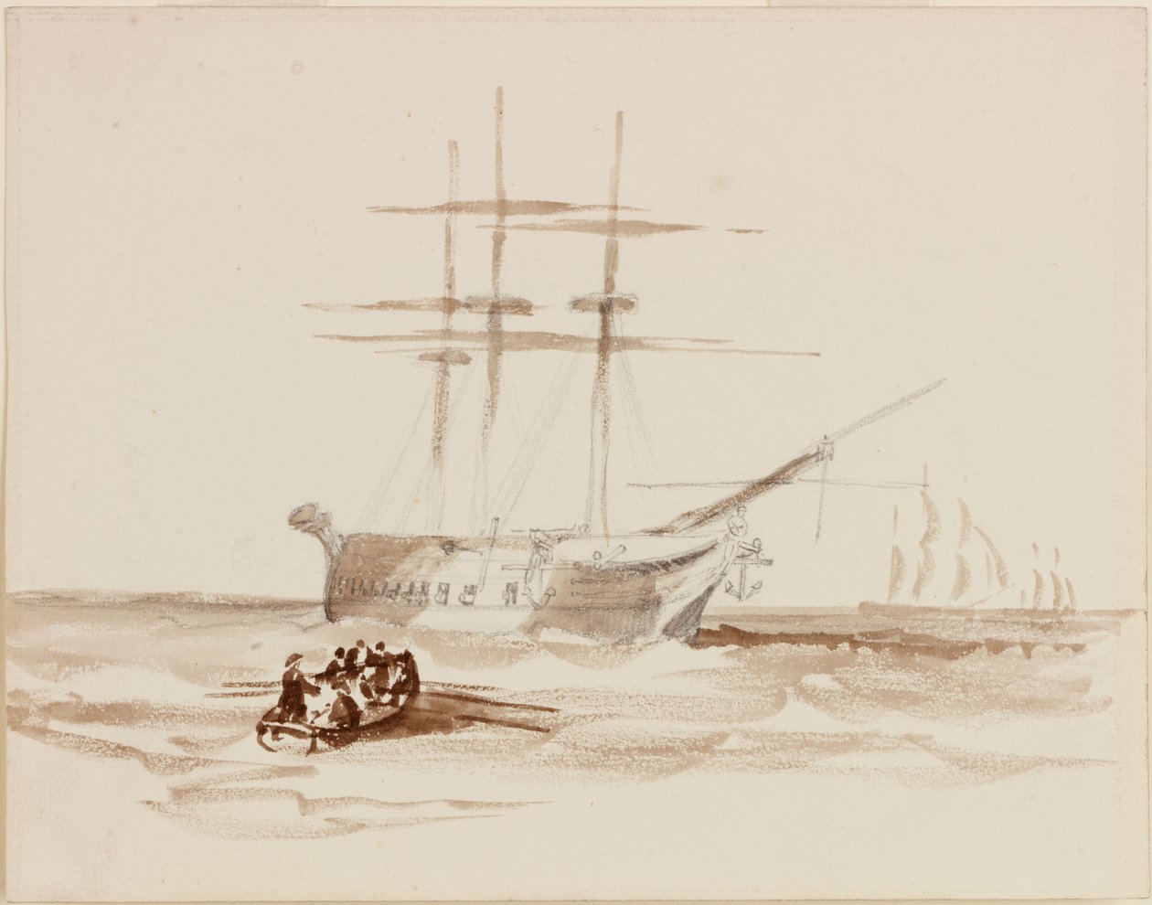 Deniz Manzarası için Kompozisyon Çalışması (kağıt üzerine kalem ve sulu boya) by John Wilson Carmichael