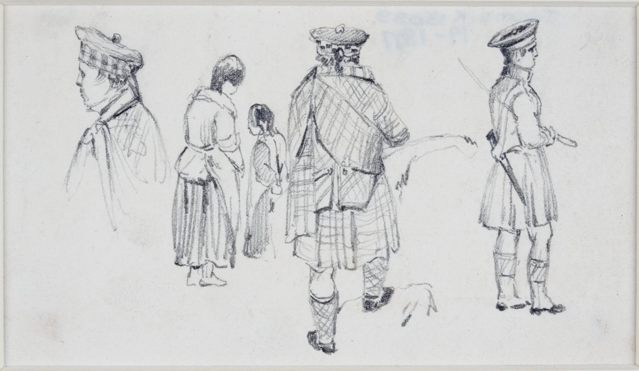 İskoç Elbiseli Beş Figür by John Wilson Carmichael