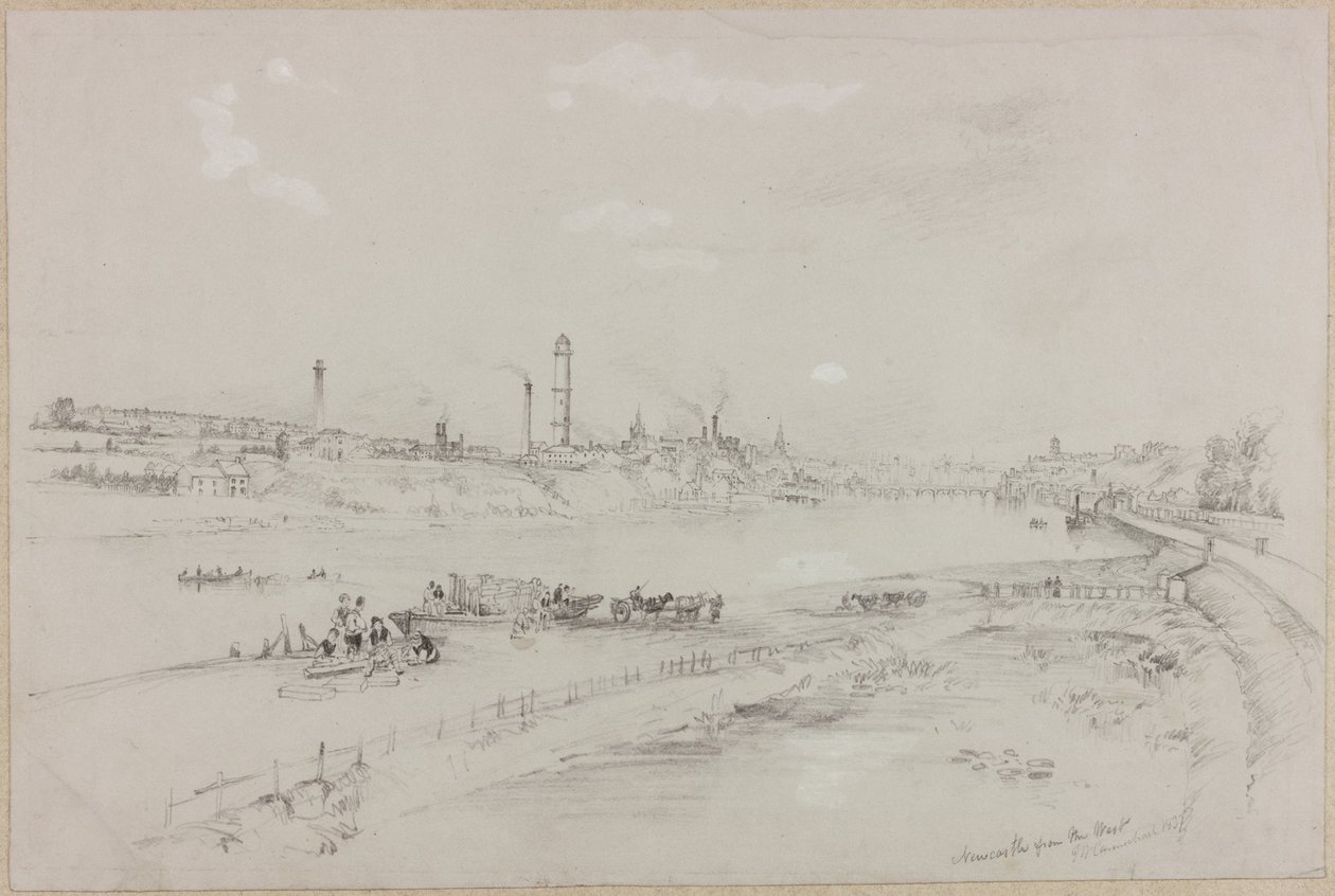 Batıdan Newcastle upon Tyne, 1837 (M.Ö. ve kağıt üzerinde kalem) by John Wilson Carmichael