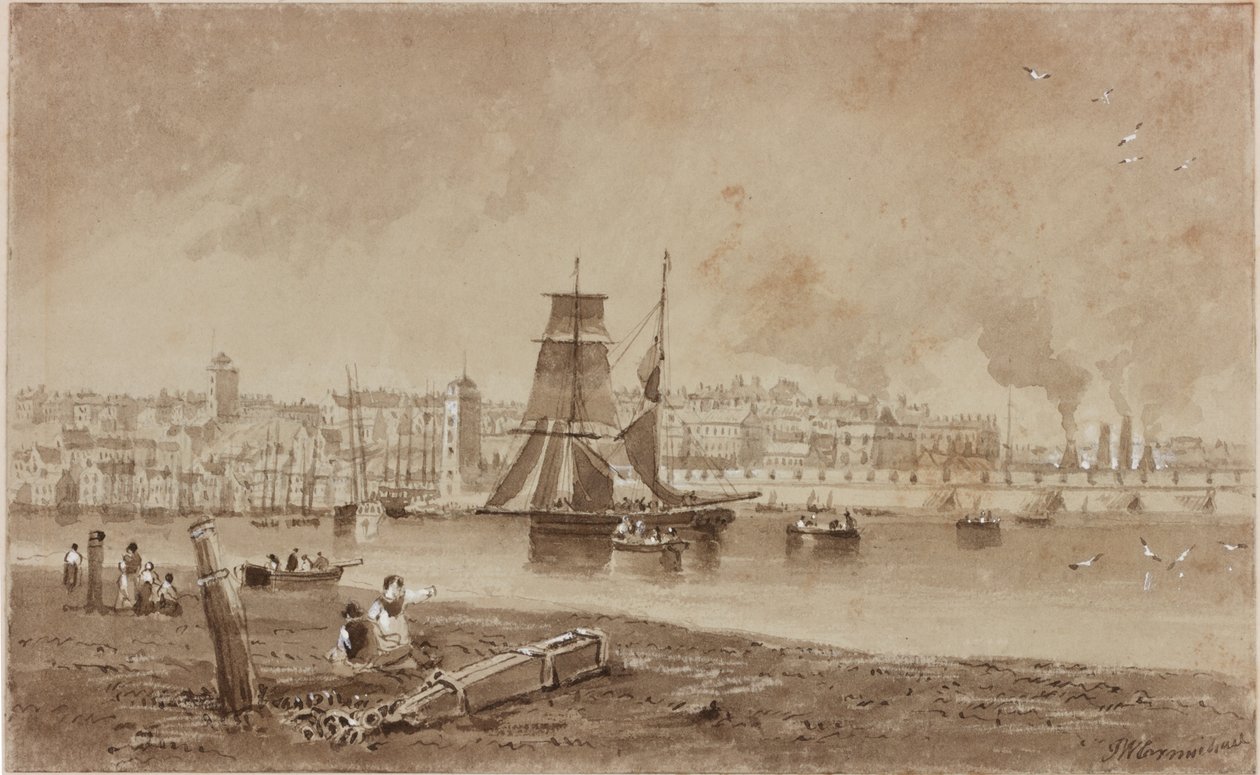 North Shields (kağıt üzerinde mürekkep (kahverengi)) by John Wilson Carmichael
