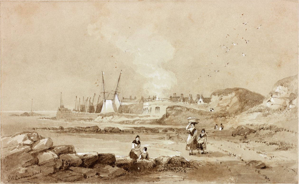 North Sunderland, Northumberland (kağıt üzerinde mürekkep (sepya)) by John Wilson Carmichael