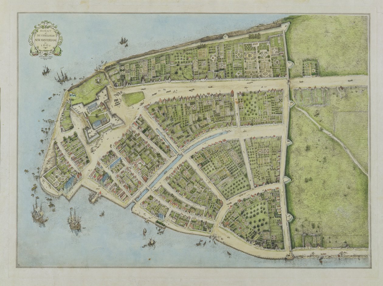 Castello Planının yeniden taslağı, New Amsterdam, 1660, 1916 by John Wolcott Adams