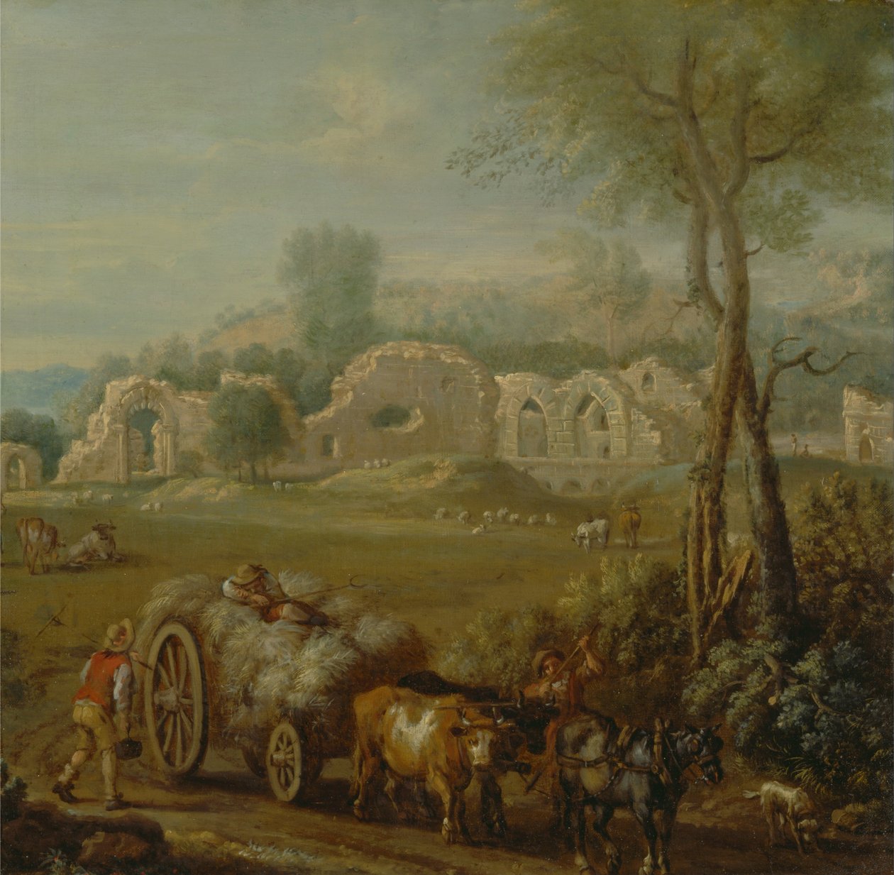 Haycart harap bir manastırdan geçiyor by John Wootton