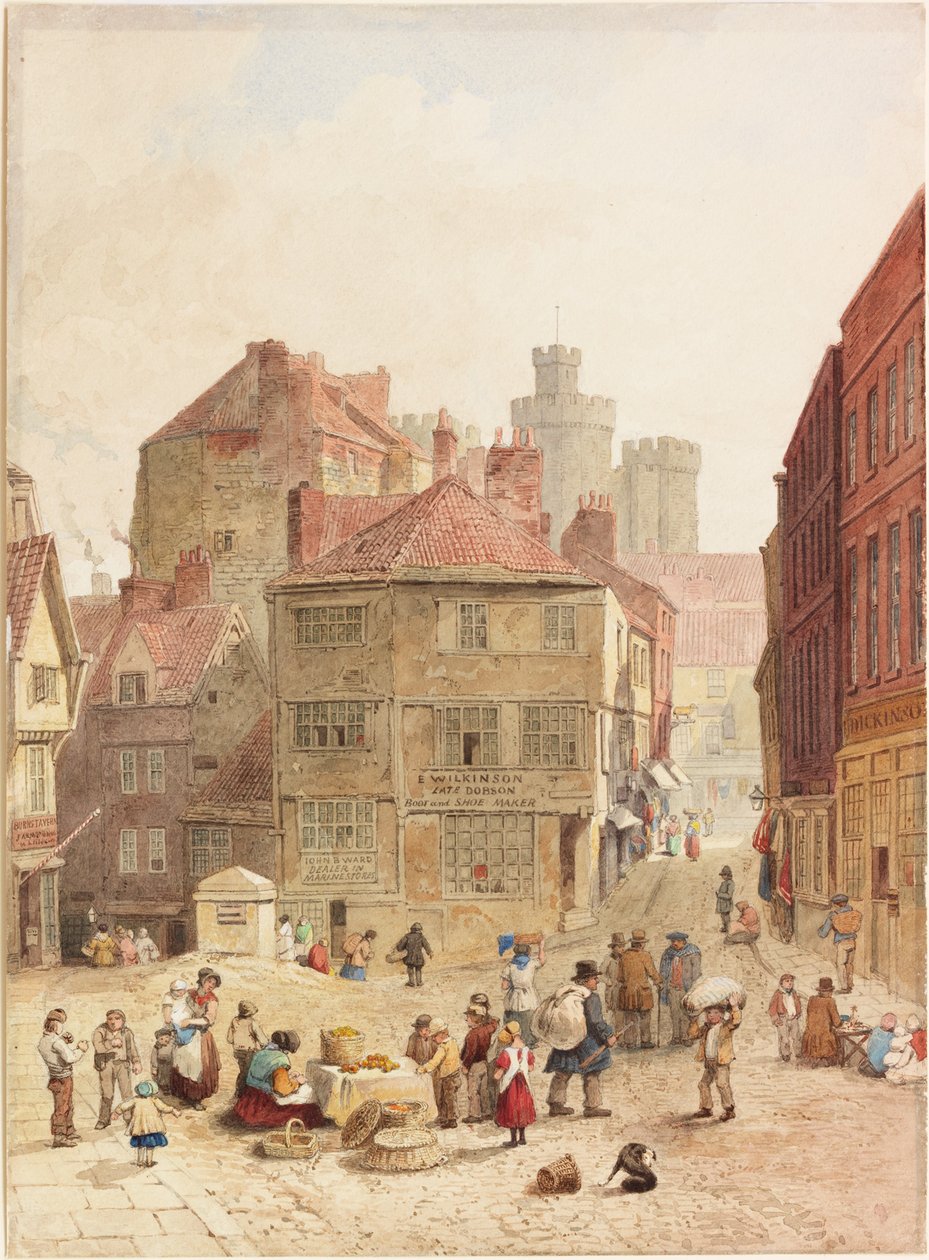 Kuzey Batı'dan Castle, Newcastle upon Tyne (kağıt üzerine suluboya) by John Wykeham Archer