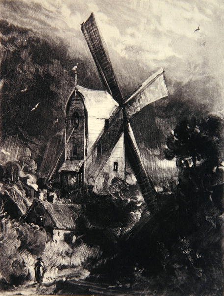 Brighton yakınlarındaki Mill, David Lucas (1802-81) tarafından oyulmuş, c.1830 (mezzotint, kuru nokta ve kağıt üzerine mürekkep) by John (after) Constable