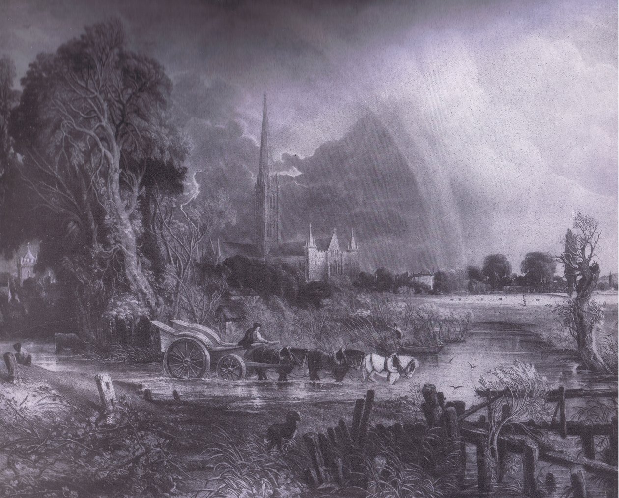 Çayırlardan Salisbury Katedrali, Bibbys Yıllık by John (after) Constable