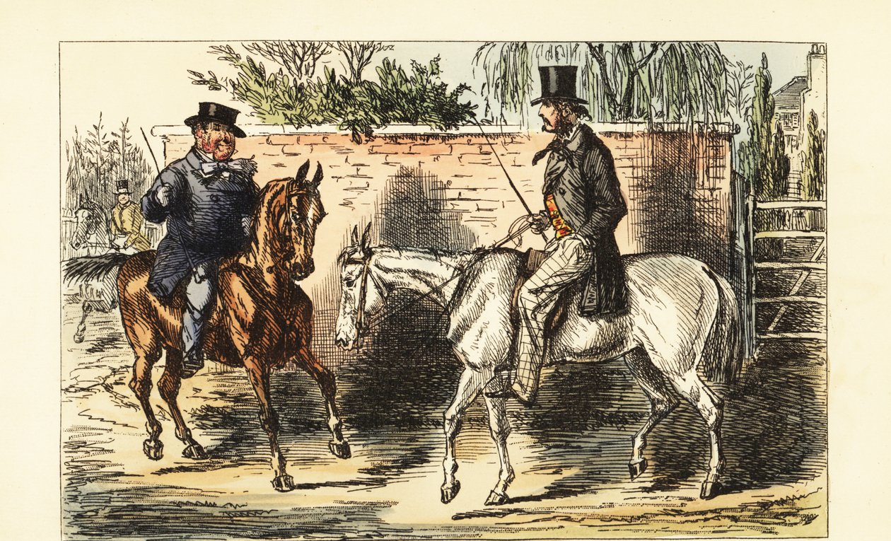 İngiliz beyefendi, körfez atlı bir adam tarafından reddedilen eski bir dırdırcı by John (after) Leech