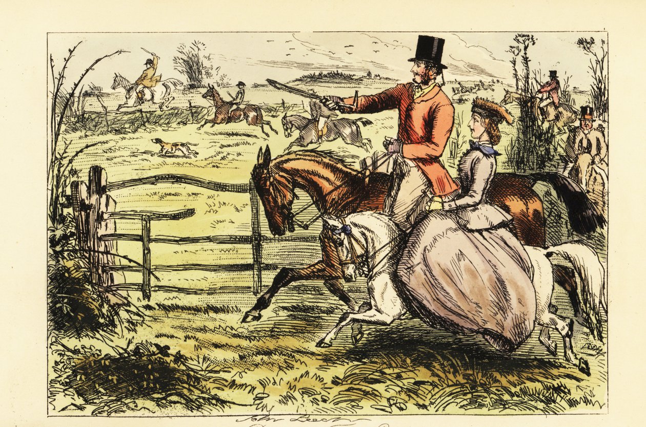 Bir tilki avında yan eyer sürme İngiliz bayan by John (after) Leech