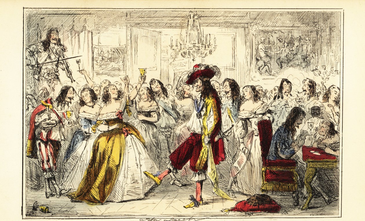 Kral II. Charles, Restorasyon sırasında bir dans partisinde, yaklaşık 1660 by John (after) Leech