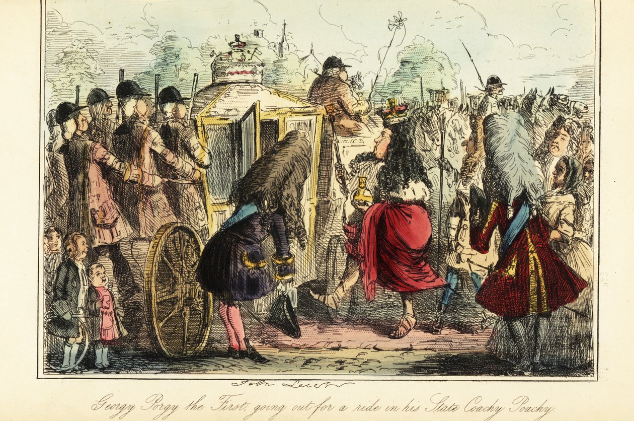 İngiltere Kralı I. George, ölüm gecesinde Osnabrück'e giden kraliyet arabasına binerken, 22 Haziran 1727 by John (after) Leech