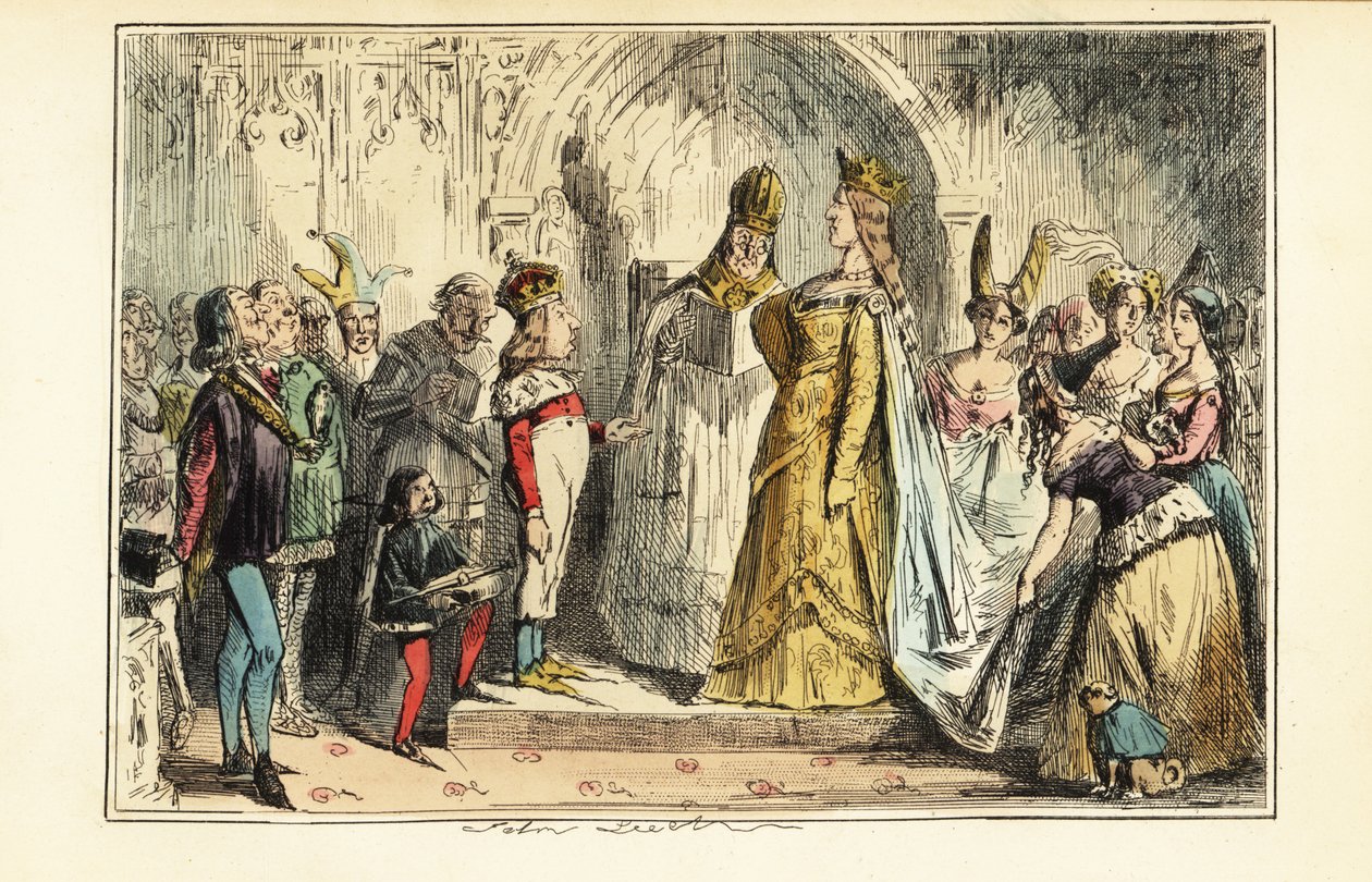İngiltere Kralı Henry VI, 23 Nisan 1445'te Titchfield Manastırı'nda Margaret of Anjou ile evlendi. by John (after) Leech
