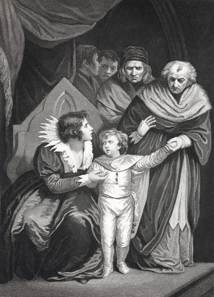 Elizabeth Woodville oğlunu teslim ediyor (lito) by John (after) Opie