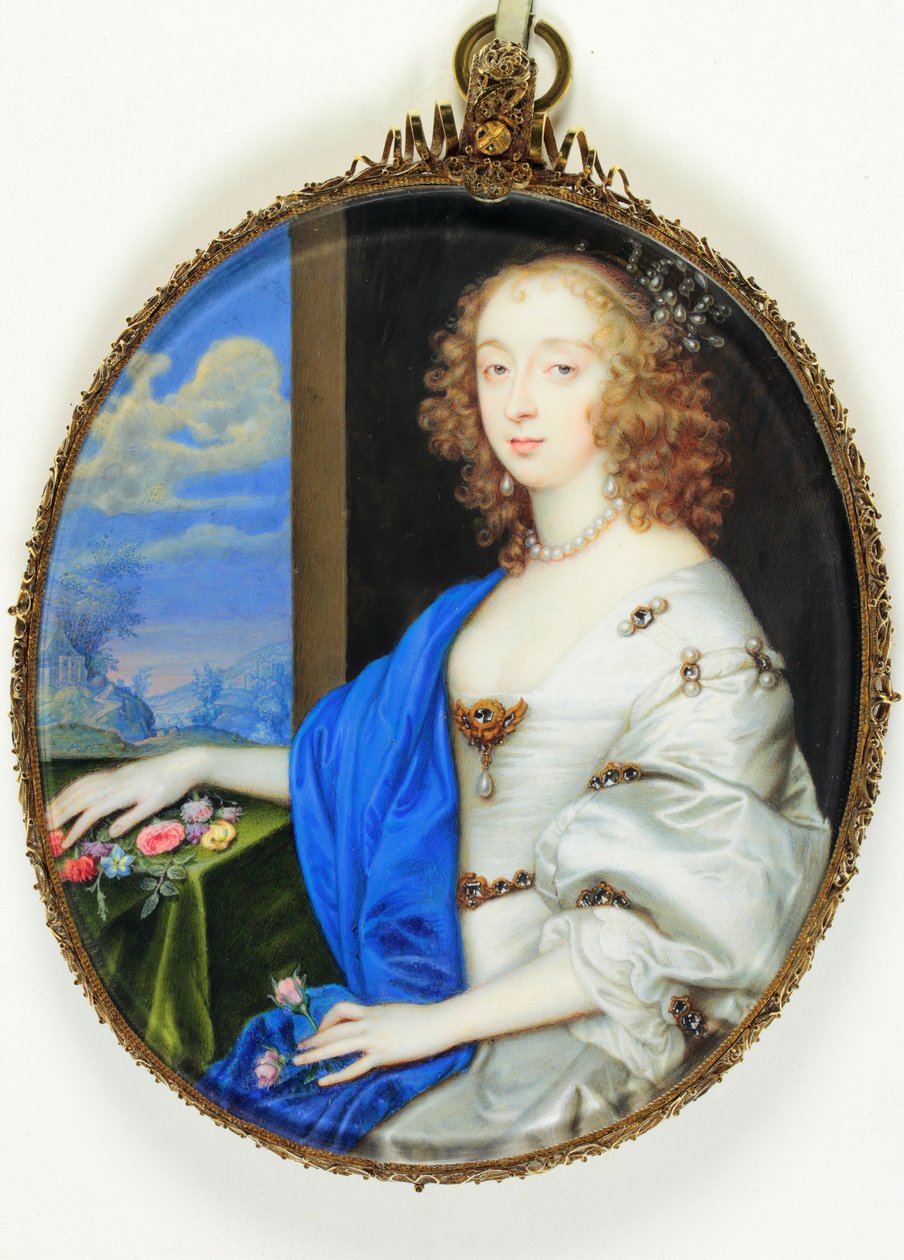 Leydi Mary Villiers, Lennox Düşesi ve Richmond (parşömen üzerine suluboya) by John (attr. to) Hoskins