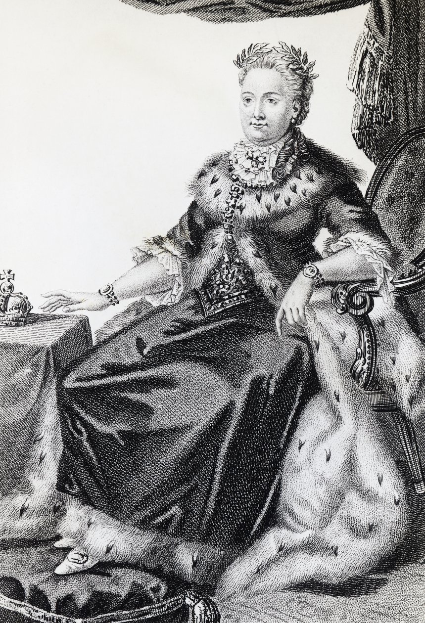 Catherine II, doğan Sophie Friederike Auguste (1729-1796), Rusya İmparatoriçesi, gravür by Walter Charles Mills