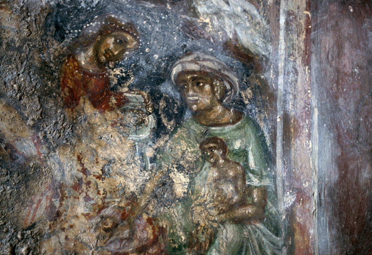 Kutsal Aile Fresk, Ayios Stephanos Bizans Kilisesi, Drakona, Girit, Yunanistan (fotoğraf) by Walter Charles Mills