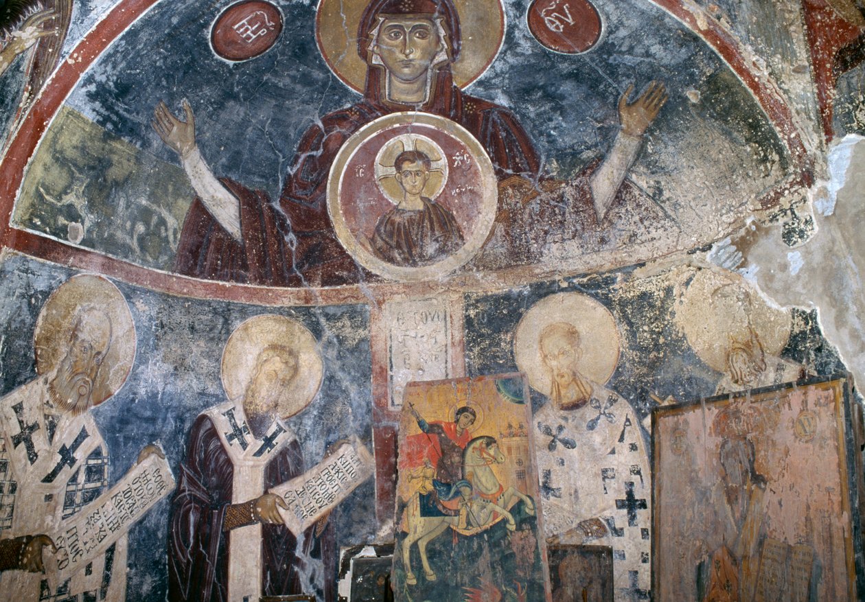 Agios Georgios Bizans kilisesindeki freskler, Vathi, Girit, Yunanistan (fotoğraf) by Walter Charles Mills