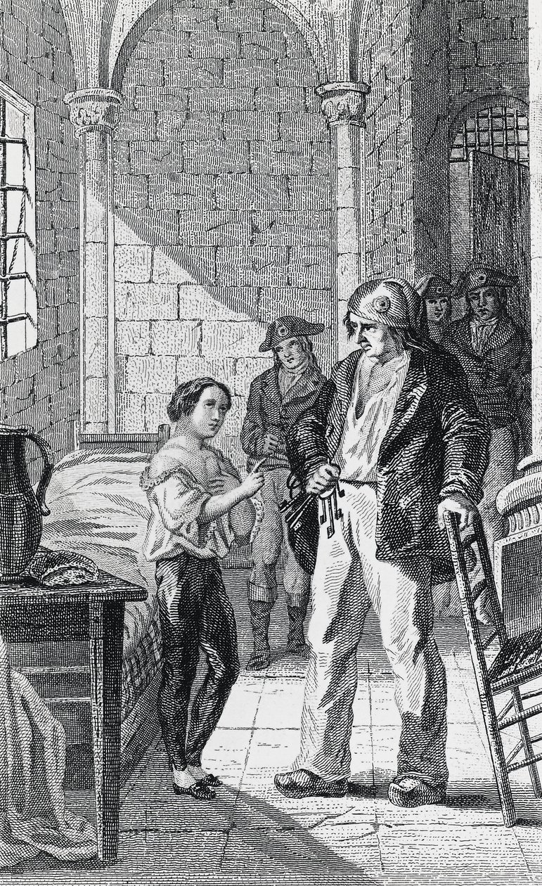 Dauphin Louis Charles ve bakıcısı Antoine Simon Tapınak hapishanesinde, gravür Philippoteaux ve Girardet, Fransız Devrimi, Fransa by Walter Charles Mills