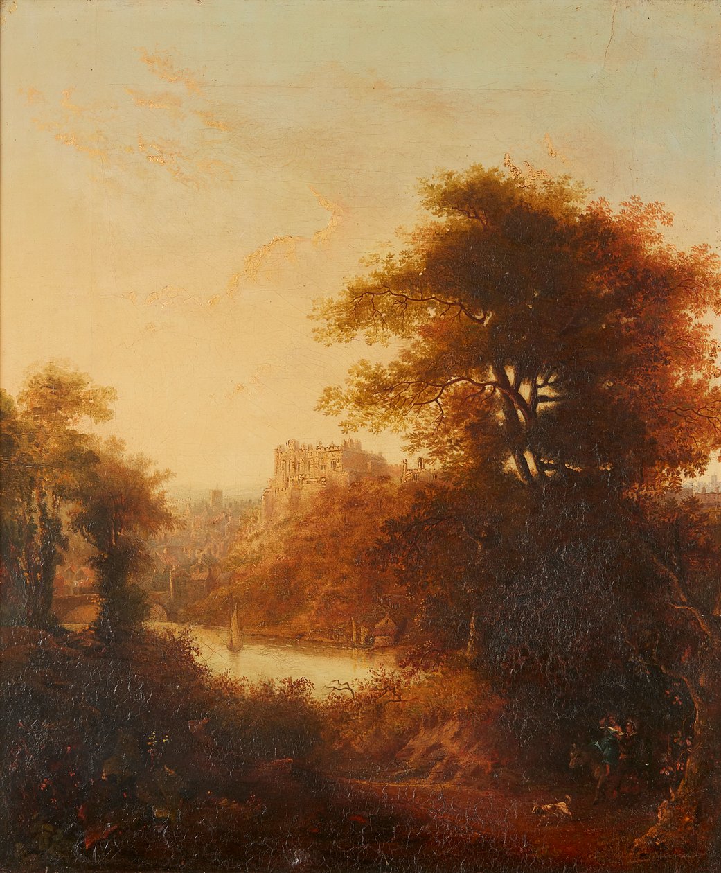 Nehirden Durham Katedrali (tuval üzerine yağlı boya) by John (attr.to) Glover