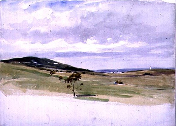 Bir yel değirmeni ve köy ile manzara, 19. yüzyıl by John Absolon