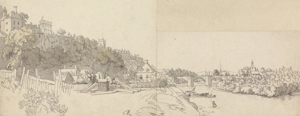 Bir Nehrin Kıyısından Görülen Bir Kasaba by John Alexander Gresse