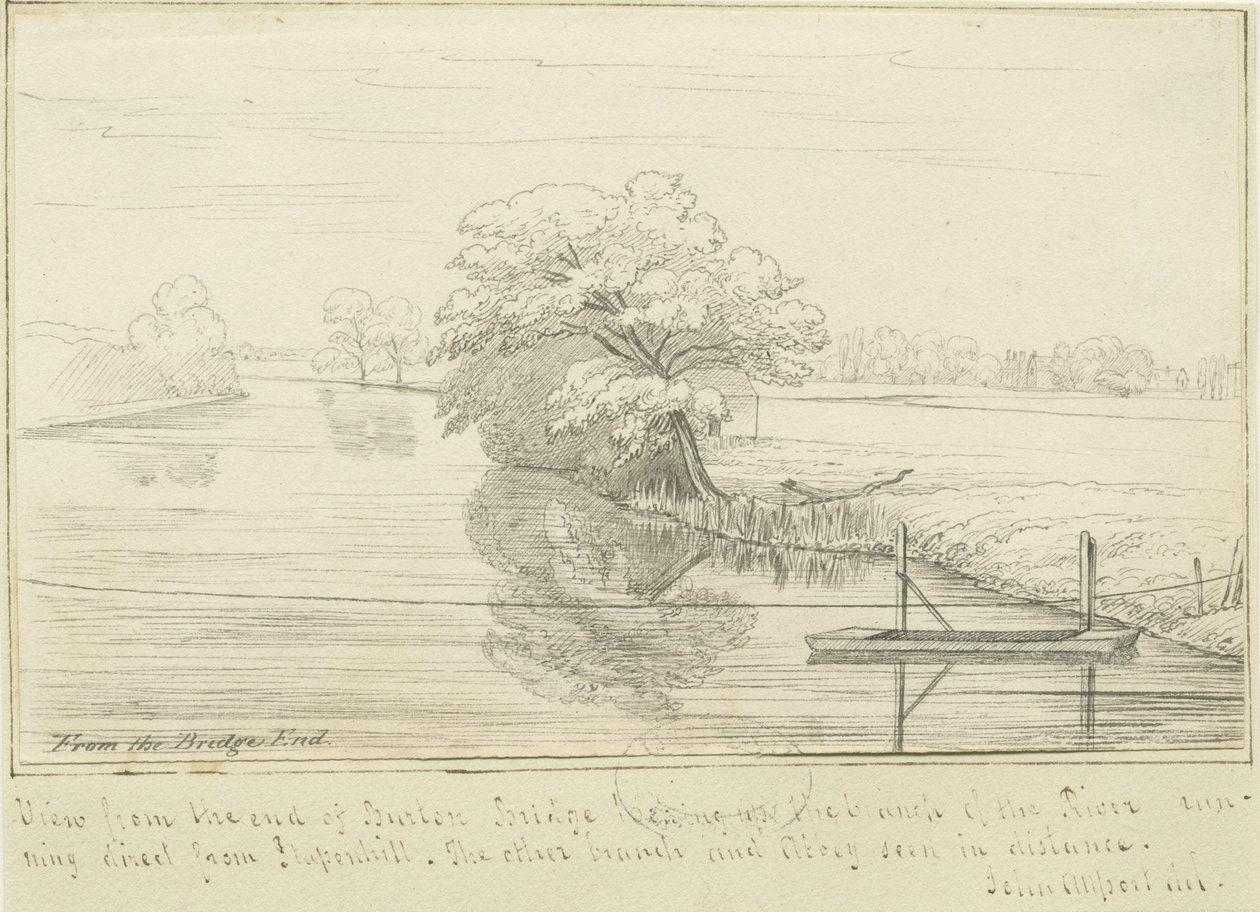 Burton-upon-Trent - Trent nehri: kalem ve mürekkeple çizim, nd [1799-1854] (çizim) by John Allport