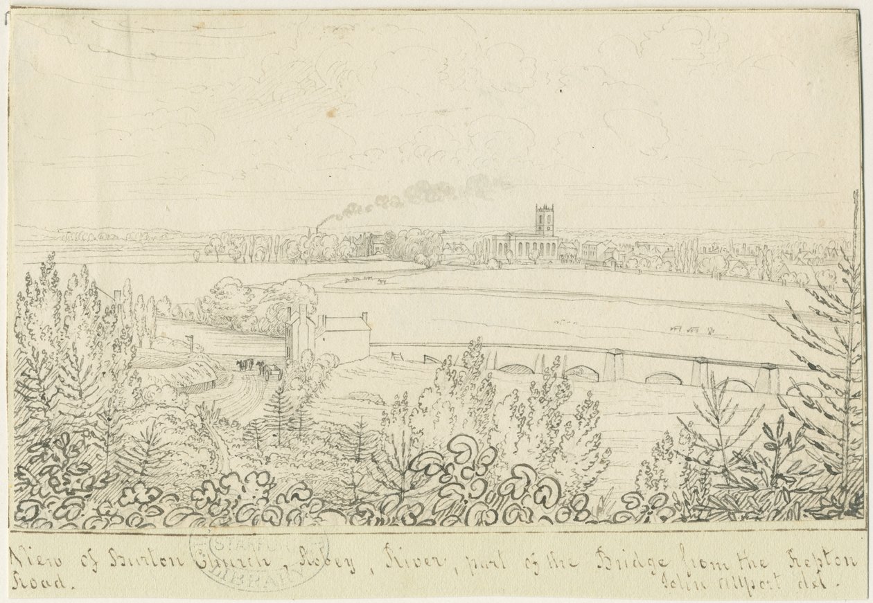 Burton-upon-Trent: kalem ve mürekkeple çizim, nd [1799-1854] by John Allport