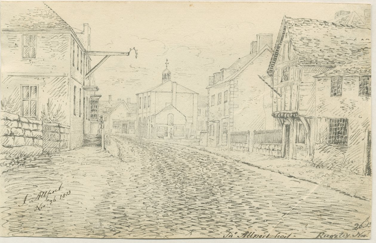 Rugeley Town: kalem ve mürekkeple çizim, 26 Kasım 1813 by John Allport