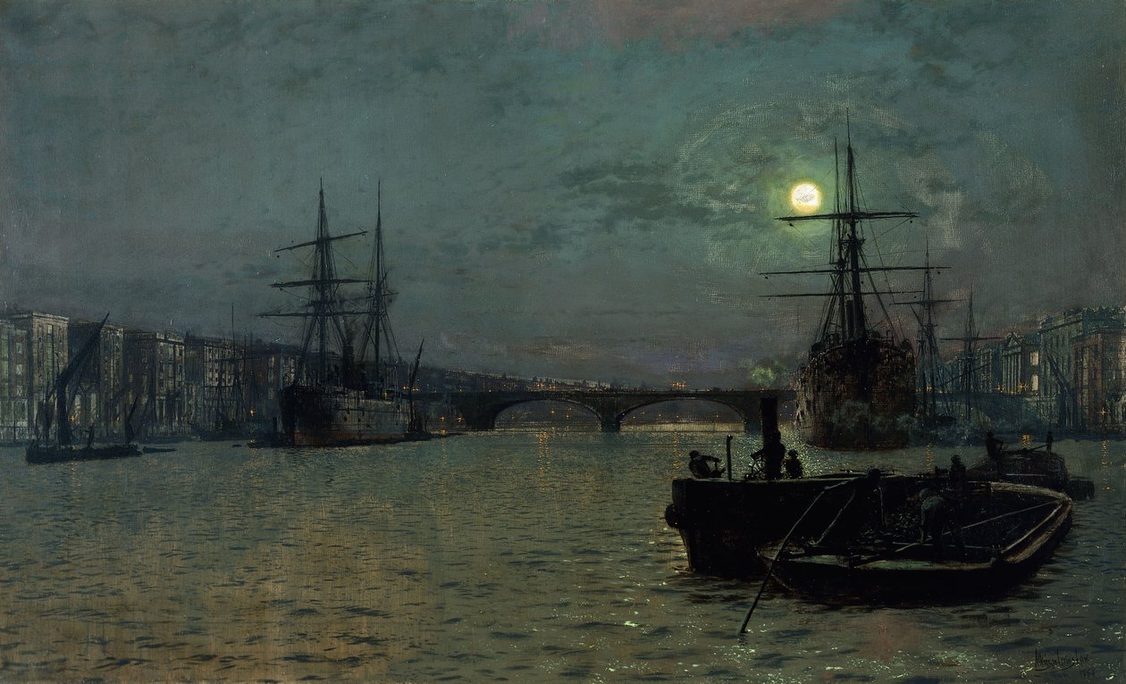 Londra Köprüsü - Yarım Gelgit, 1884 by John Atkinson Grimshaw