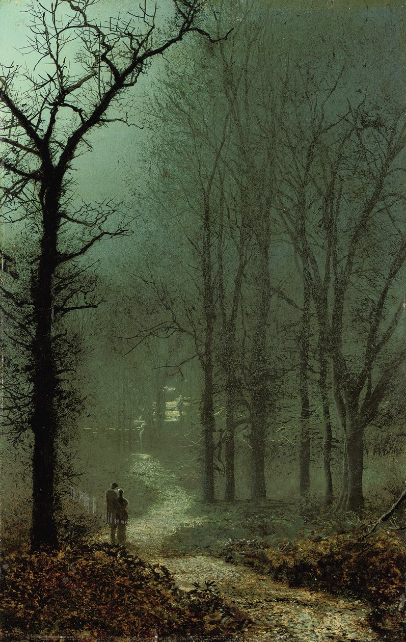 Ormanda Aşıklar, Ay Işığı, 1873 by John Atkinson Grimshaw