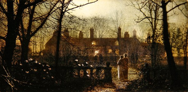 İki Figürlü Mehtaplı Sahne (panelde yağlı boya) by John Atkinson Grimshaw