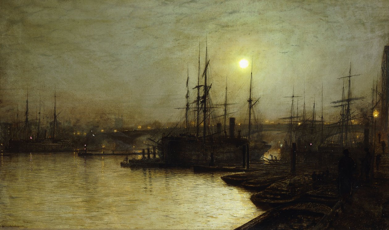 Gece Çalışması, Billingsgate İskelesi, by John Atkinson Grimshaw