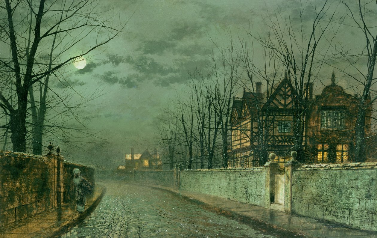 Eski İngiliz Evi, Yağmurdan Sonra Mehtap, 1883 by John Atkinson Grimshaw